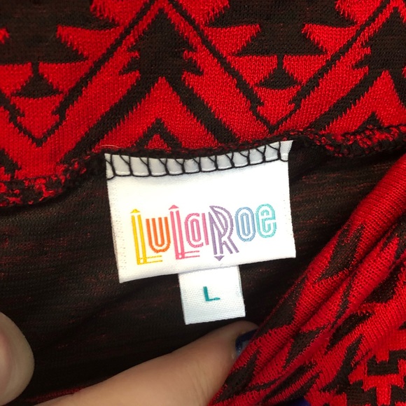 LuLaRoe Cassie Skirt. Red and black Aztec. Large. - Picture 3 of 4